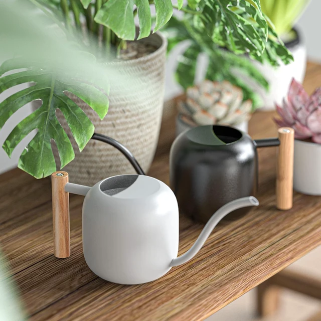 Alt view image 7 of 7 - 1.2L/41oz Metal Metal Watering Can with Long Spout, White | Metal Stainless Steel Watering Can for Indoor Plants, House Bonsai, Succulents, and Garden Flowers, Decorative Watering Cans