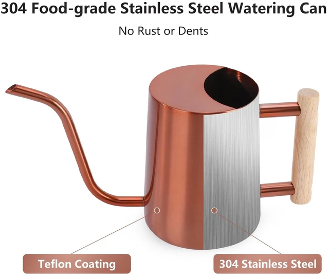 Alt view image 5 of 7 - Watering Can Indoor Plants, 35oz Small Stainless Steel Metal Watering Can Modern Decorative Watering Pot with Long Spout for Indoor House Plant Bonsai Garden Flowers (Copper)