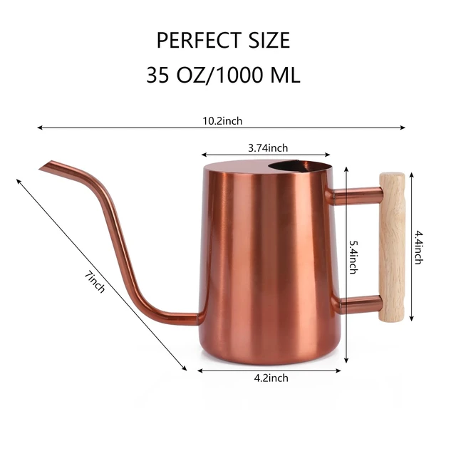 Alt view image 7 of 7 - Watering Can Indoor Plants, 35oz Small Stainless Steel Metal Watering Can Modern Decorative Watering Pot with Long Spout for Indoor House Plant Bonsai Garden Flowers (Copper)