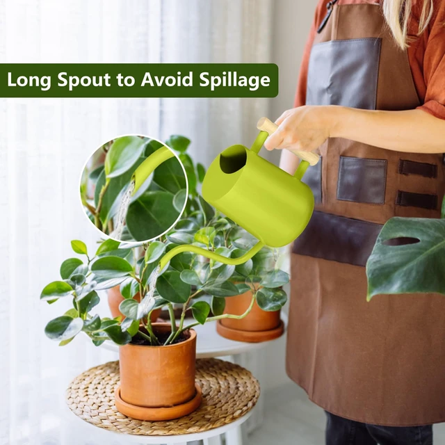 Alt view image 2 of 7 - Watering Can Indoor Plants, 35oz Small Stainless Steel Metal Watering Can Modern Decorative Watering Pot with Long Spout for Indoor House Plant Bonsai Garden Flowers (Bright Green)