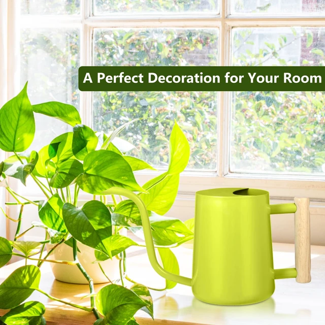 Alt view image 3 of 7 - Watering Can Indoor Plants, 35oz Small Stainless Steel Metal Watering Can Modern Decorative Watering Pot with Long Spout for Indoor House Plant Bonsai Garden Flowers (Bright Green)