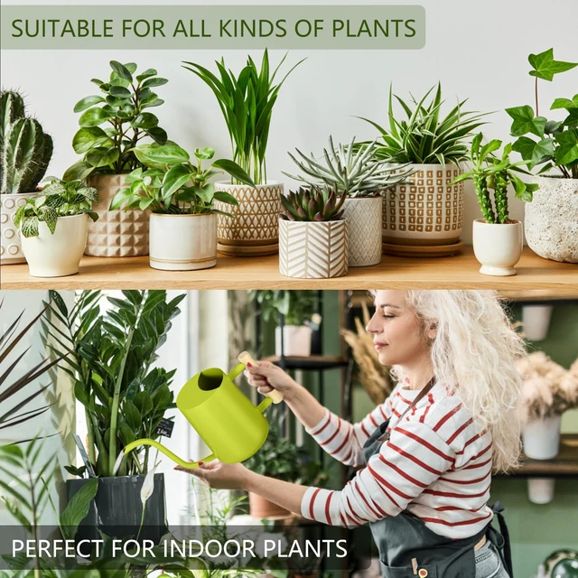Alt view image 4 of 7 - Watering Can Indoor Plants, 35oz Small Stainless Steel Metal Watering Can Modern Decorative Watering Pot with Long Spout for Indoor House Plant Bonsai Garden Flowers (Bright Green)