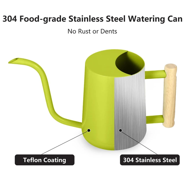Alt view image 5 of 7 - Watering Can Indoor Plants, 35oz Small Stainless Steel Metal Watering Can Modern Decorative Watering Pot with Long Spout for Indoor House Plant Bonsai Garden Flowers (Bright Green)