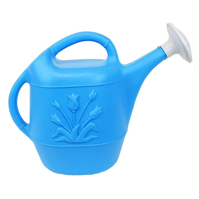 Main image of Products 63066 2 Gallon Indoor/Outdoor Watering Can, Caribbean Blue | Plastic Construction with Tulip Design for Gardens, Potted Plants, Patio Pots and Flowers