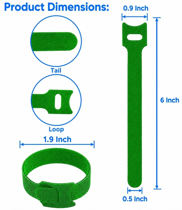 Alt view image 3 of 7 - 60PCS Green Reusable Adjustable Garden Cable Ties, Plant Support 6x1/2 inch | Reusable Adjustable Ties,Training And Organizing Plants, Christmas Garlands & Cable Organizer,Made With Recycled Plastic