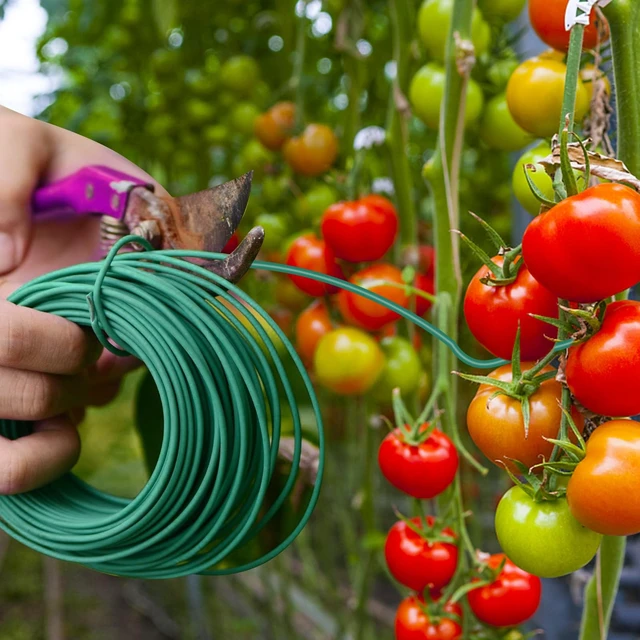 Alt view image 2 of 7 - 100 Feet Soft Tie for Plants, 3 Pack Green Twist Garden Ties Gardening Supplies for Supporting Climbing Plants, Tomatoes, Vegetables, (Diameter - 2.5MM)