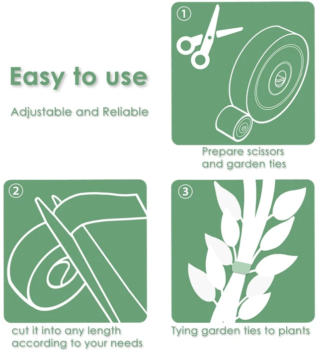 Alt view image 7 of 7 - Garden Tie Green Tape, Plant Supports, Gentle On Plants (16.4ft × 0.6 inch, 1 roll, Green)