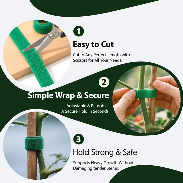 Alt view image 4 of 7 - Reusable Plant Ties for Climbing Plants,Plan Straps,Nylon Plant Tape Strap Gardening Tips,Tomato Plant Support,Garden Wire Ties for Cables(50 Foot X 0.47 Inch)