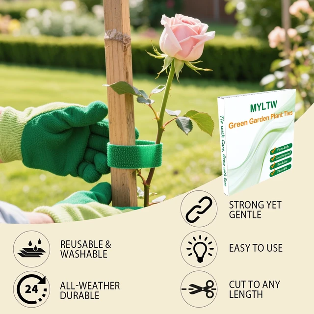 Alt view image 7 of 7 - Reusable Plant Ties for Climbing Plants,Plan Straps,Nylon Plant Tape Strap Gardening Tips,Tomato Plant Support,Garden Wire Ties for Cables(50 Foot X 0.47 Inch)