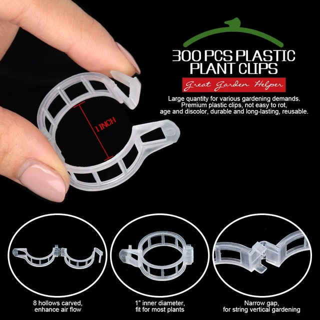 Alt view image 4 of 7 - 300 PCS Plant Support Clips, Plastic Garden Plant Ties, Tomato Clips Trellis for Tomato Cucumber Flower Squash Vine, 1 Inner Diameter for Climbing Plants