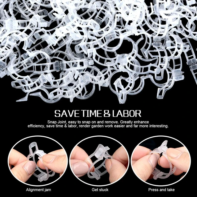 Alt view image 5 of 7 - 300 PCS Plant Support Clips, Plastic Garden Plant Ties, Tomato Clips Trellis for Tomato Cucumber Flower Squash Vine, 1 Inner Diameter for Climbing Plants