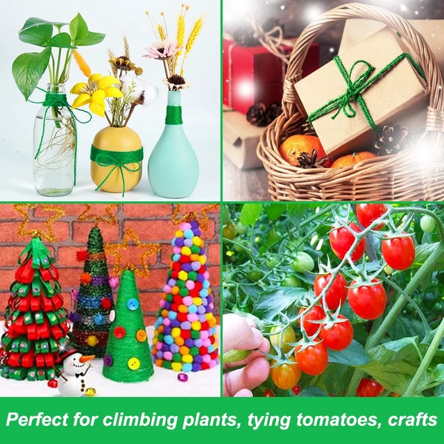 Alt view image 6 of 7 - Garden Twine, 656 Feet 2mm Green Plant Ties, Strong Jute Twine String for Climbing Plants, Tomatoes, Floristry, Crafts