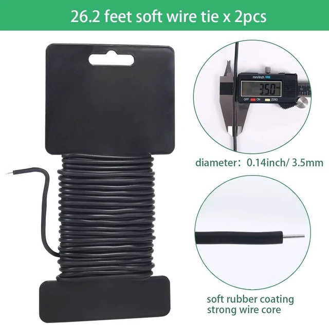 Alt view image 2 of 6 - 3.5mm Garden Ties, Reusable Plant Twist Tie Black Heavy Duty Soft Plant Wire for Gardening, Home, Office (52.5 Feet)