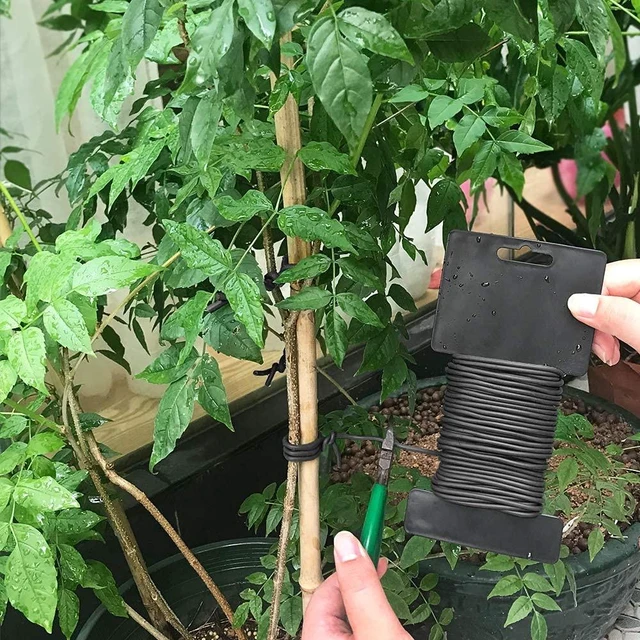 Alt view image 5 of 6 - 3.5mm Garden Ties, Reusable Plant Twist Tie Black Heavy Duty Soft Plant Wire for Gardening, Home, Office (52.5 Feet)