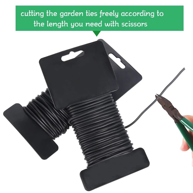 Alt view image 3 of 6 - 3.5mm Garden Ties, Reusable Plant Twist Tie Black Heavy Duty Soft Plant Wire for Gardening, Home, Office (52.5 Feet)