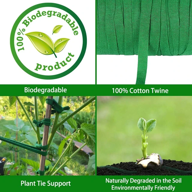 Alt view image 4 of 7 - Plant Ties, 164 Feet 8mm Green Garden Twine for Tomato | Plant String, Gentle on Delicate Stems, Soft and Stretchy, Biodegradable, For Climbing Plants, Roses, and Vines