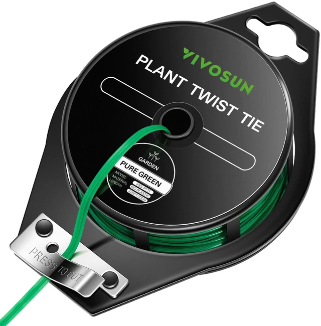 Main image of Twist Ties, 328 ft (100m) PE-Coated Green Plant Ties with Cutter, Reusable & Flexible Tomate Ties for Plant Support, Indoor Outdoor Gardening, Cable Management, Home Office Organization