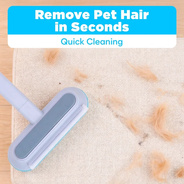 Alt view image 2 of 7 - Pet Hair Removal Tool, Reusable Pet Hair Remover for Furniture, Couch, Carpet & Bedding, 17.3" Handle, Wide 7.3" Head, Mini Detail Brush, Easy Clean