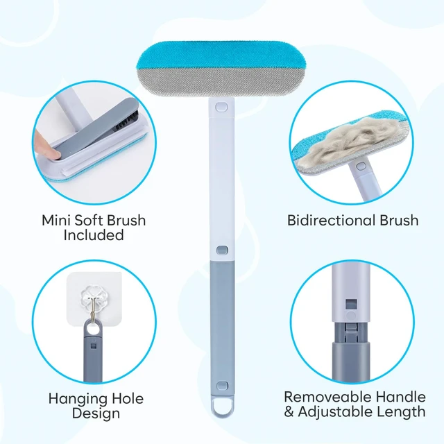Alt view image 7 of 7 - Pet Hair Removal Tool, Reusable Pet Hair Remover for Furniture, Couch, Carpet & Bedding, 17.3" Handle, Wide 7.3" Head, Mini Detail Brush, Easy Clean