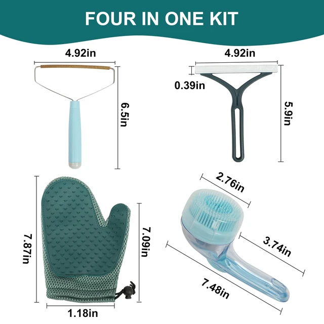 Alt view image 2 of 7 - Pet Hair Remover, Dog and Cat Hair Remover, Carpet Rake, Carpet Scraper | Includes 2 Lint Removers, A Grooming Glove And Bath Brush For Removing Pet Hair From Couches, Carpets, Clothing And Furniture