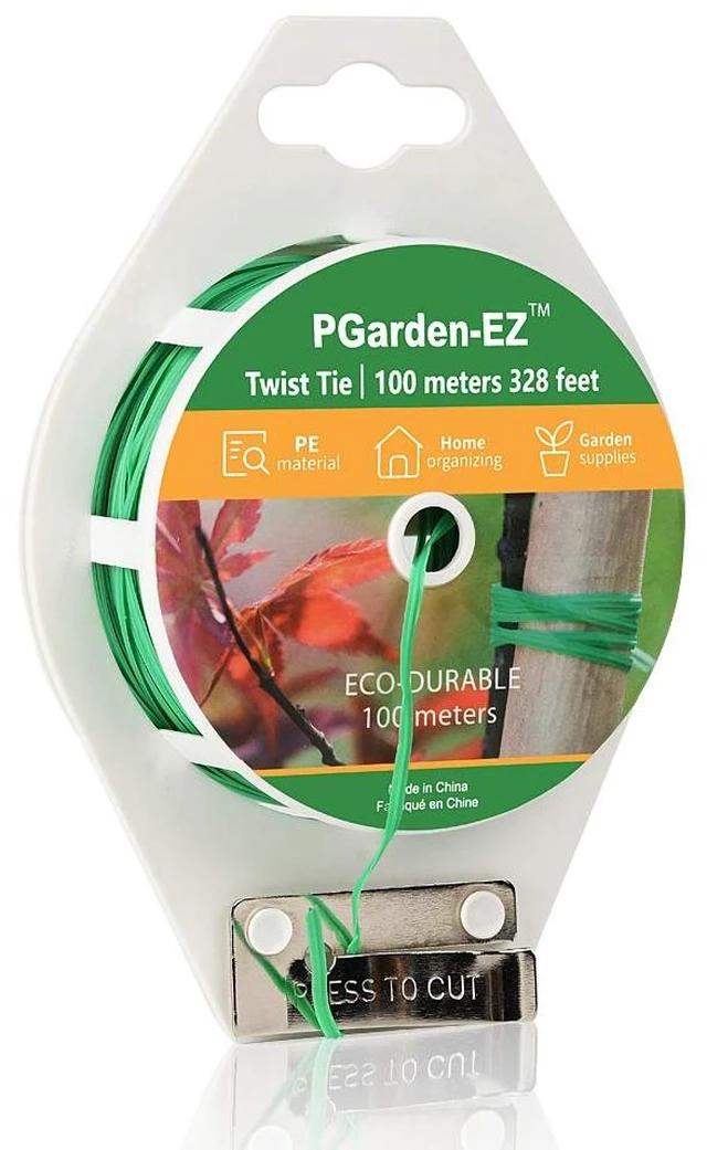 Main image of Twist Ties - 328ft Plant Ties PE-Coated Garden Ties with Cutter for Gardening Tomatoes Vines and Office Home Cable Organizing (1Reel/Green)