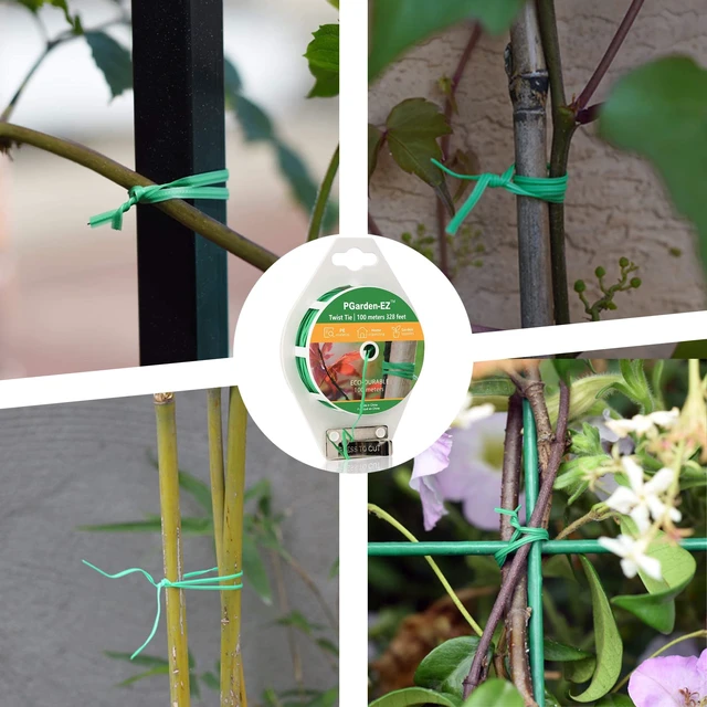 Alt view image 3 of 7 - Twist Ties - 328ft Plant Ties PE-Coated Garden Ties with Cutter for Gardening Tomatoes Vines and Office Home Cable Organizing (1Reel/Green)