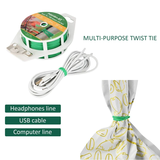 Alt view image 5 of 7 - Twist Ties - 328ft Plant Ties PE-Coated Garden Ties with Cutter for Gardening Tomatoes Vines and Office Home Cable Organizing (1Reel/Green)