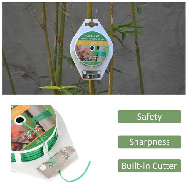 Alt view image 4 of 7 - Twist Ties - 328ft Plant Ties PE-Coated Garden Ties with Cutter for Gardening Tomatoes Vines and Office Home Cable Organizing (1Reel/Green)