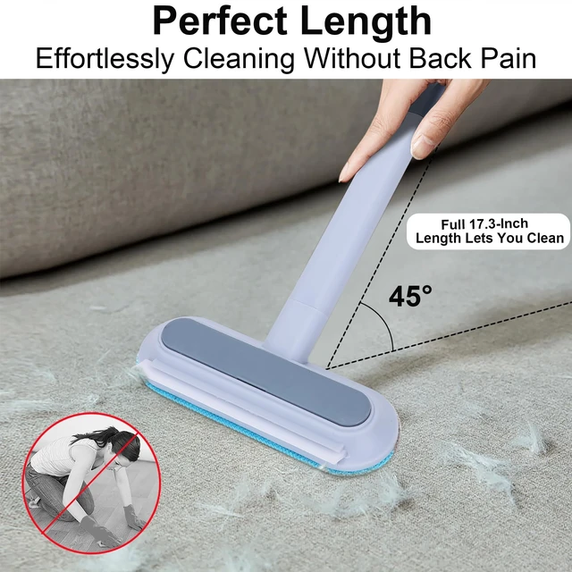 Alt view image 3 of 7 - Pet Hair Remover for Furniture, 17.7Inch Reusable Lint Brush for Dog Cat Hair 4-in-1 Multifunctional Fur Removal Tool with Long Handle, Gentle on Couch, Carpet, Car Seat, Bedding and Clothes