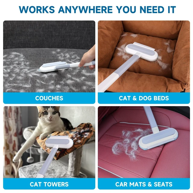 Alt view image 5 of 7 - Pet Hair Remover for Furniture, 17.7Inch Reusable Lint Brush for Dog Cat Hair 4-in-1 Multifunctional Fur Removal Tool with Long Handle, Gentle on Couch, Carpet, Car Seat, Bedding and Clothes
