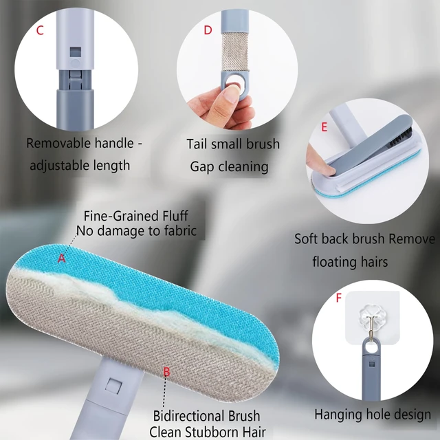 Alt view image 7 of 7 - Pet Hair Remover for Furniture, 17.7Inch Reusable Lint Brush for Dog Cat Hair 4-in-1 Multifunctional Fur Removal Tool with Long Handle, Gentle on Couch, Carpet, Car Seat, Bedding and Clothes
