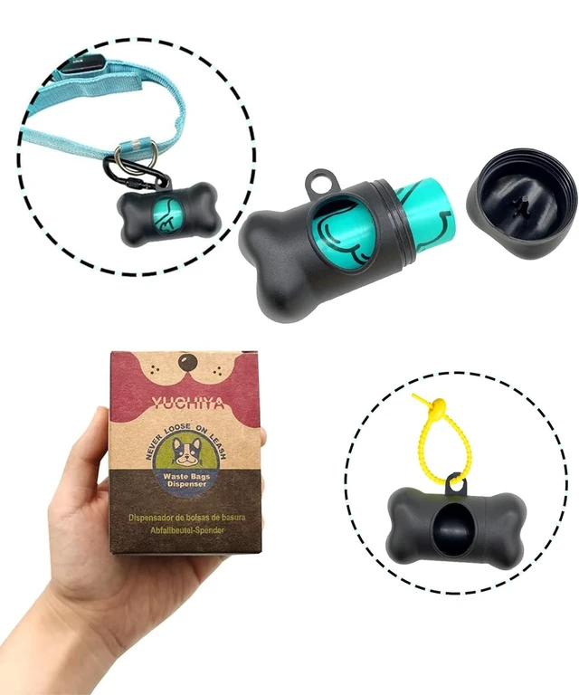 Alt view image 3 of 6 - Dog Poop Pickup Bags Holder Dispenser with Standard-Sized Leak-Proof Scented Doggy Waste Bags and Carabiner with Safety Lock&Fastener Never Loose on Leash Lead Again (1 Holder 15 Bags, Black)