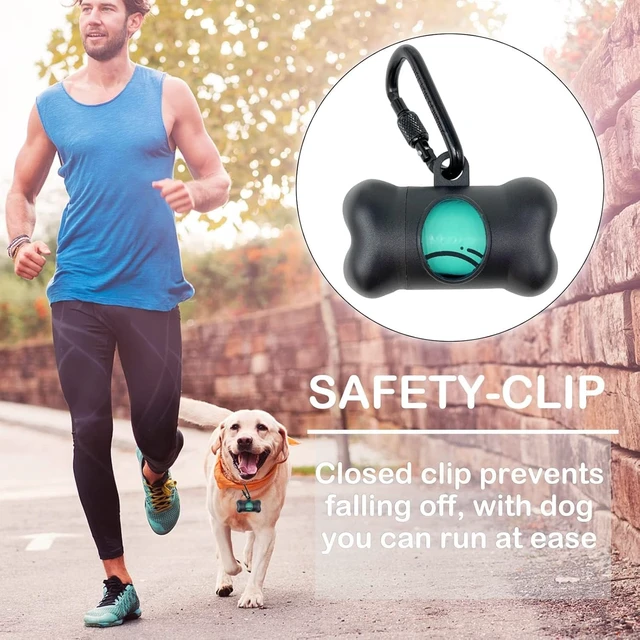 Alt view image 2 of 6 - Dog Poop Pickup Bags Holder Dispenser with Standard-Sized Leak-Proof Scented Doggy Waste Bags and Carabiner with Safety Lock&Fastener Never Loose on Leash Lead Again (1 Holder 15 Bags, Black)