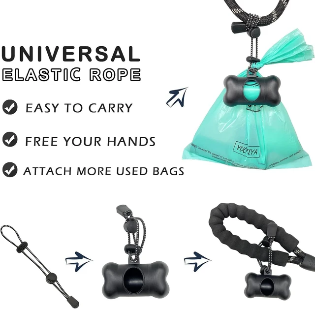 Alt view image 4 of 6 - Dog Poop Pickup Bags Holder Dispenser with Standard-Sized Leak-Proof Scented Doggy Waste Bags and Carabiner with Safety Lock&Fastener Never Loose on Leash Lead Again (1 Holder 15 Bags, Black)