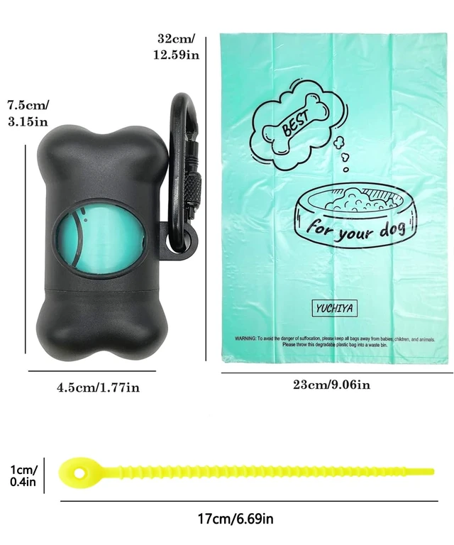 Alt view image 5 of 6 - Dog Poop Pickup Bags Holder Dispenser with Standard-Sized Leak-Proof Scented Doggy Waste Bags and Carabiner with Safety Lock&Fastener Never Loose on Leash Lead Again (1 Holder 15 Bags, Black)