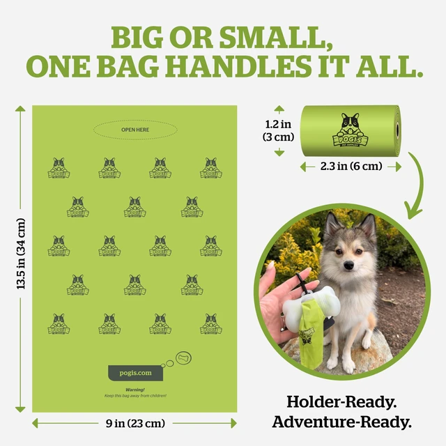 Alt view image 4 of 7 - Dog Poop Bag Holder & Dispenser for Leash, 15 Unscented Bags | Metal carabiner and hook-and-loop strap for your leash. Screw-top cap for easy refills