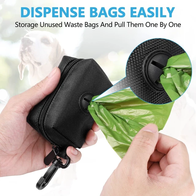 Alt view image 2 of 7 - Dog Poop Bag Dispenser Holder Soft Waste Bags Roll Holders Leash Clip Black