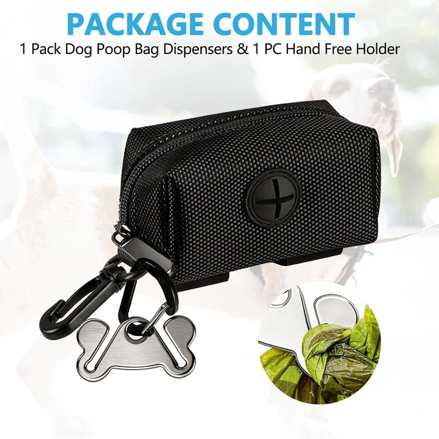 Alt view image 7 of 7 - Dog Poop Bag Dispenser Holder Soft Waste Bags Roll Holders Leash Clip Black
