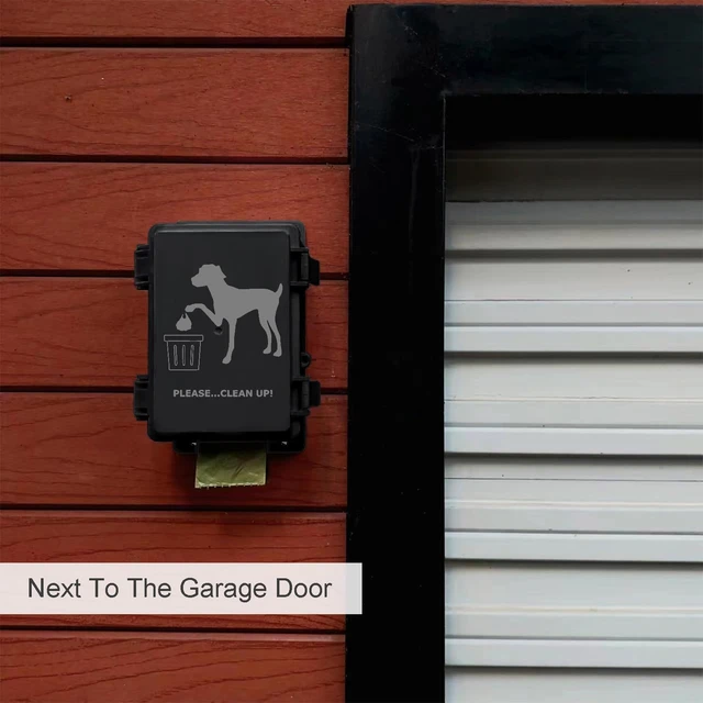 Alt view image 2 of 6 - Dog Poop Bag Dispenser Wall Mounted Waterproof Outdoor Pet Waste Bags Dispenser Station with Cute Doggie Poo Images Post, Pole, Fence Mountable fits Home, Porch, Patio, Yardblack,only dispenser)