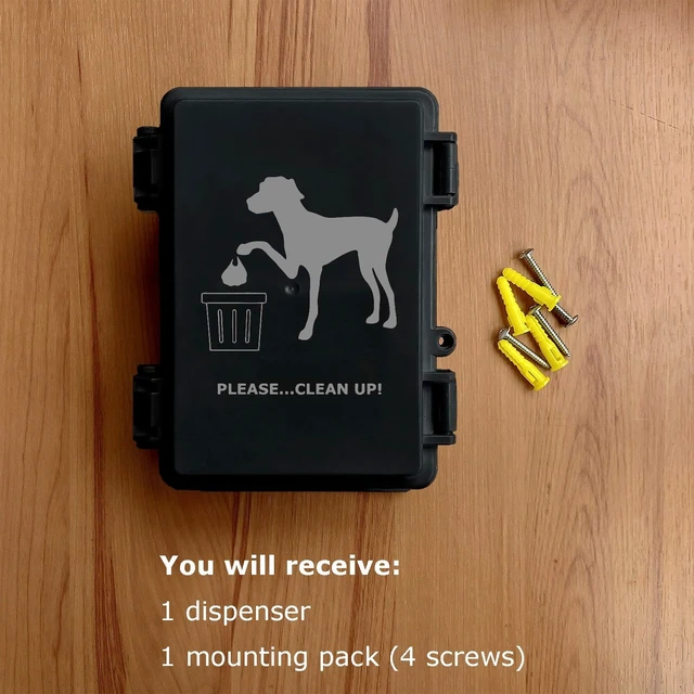 Alt view image 5 of 6 - Dog Poop Bag Dispenser Wall Mounted Waterproof Outdoor Pet Waste Bags Dispenser Station with Cute Doggie Poo Images Post, Pole, Fence Mountable fits Home, Porch, Patio, Yardblack,only dispenser)