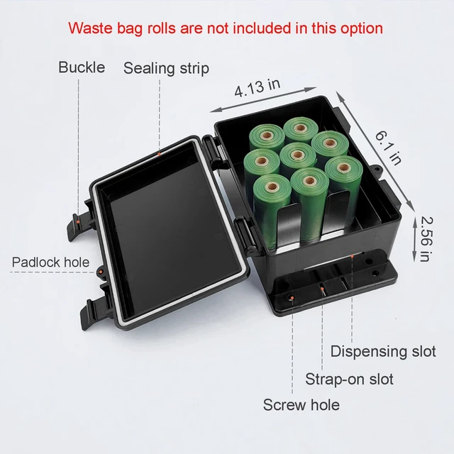 Alt view image 6 of 6 - Dog Poop Bag Dispenser Wall Mounted Waterproof Outdoor Pet Waste Bags Dispenser Station with Cute Doggie Poo Images Post, Pole, Fence Mountable fits Home, Porch, Patio, Yardblack,only dispenser)