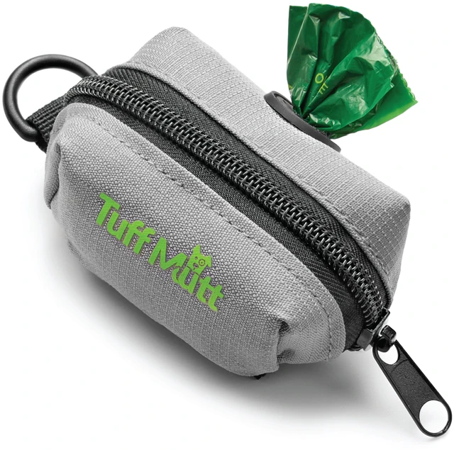 Main image of Dog Poop Bag Holder for Leashes with Velcro Attachment | Zippered Bag Dispenser, No-Swing Fit, Roomy for Backup Roll & Extras, D-Ring for Keys, Durable Fabric