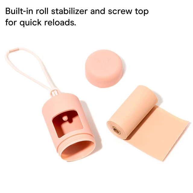 Alt view image 4 of 7 - Dog Poop Bag Holder and Dispenser with Leash Attachment, Leak Proof, Easy Twist Top for Refills, Includes 1 Roll Poop Bags, Navy