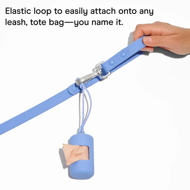Alt view image 3 of 7 - Dog Poop Bag Holder and Dispenser with Leash Attachment, Leak Proof, Easy Twist Top for Refills, Includes 1 Roll Poop Bags, Navy