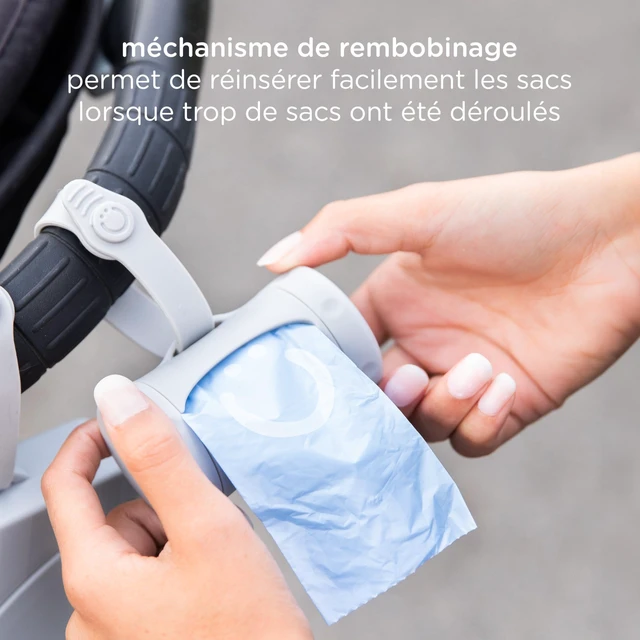 Alt view image 2 of 7 - Retractable Bag Dispenser for Diaper Bag, Gray | Portable Bag Holder for Travel, Clips to Stroller or Diaper Bag, Newborn Baby Essentials, Includes 24 Lavender Scented Bags