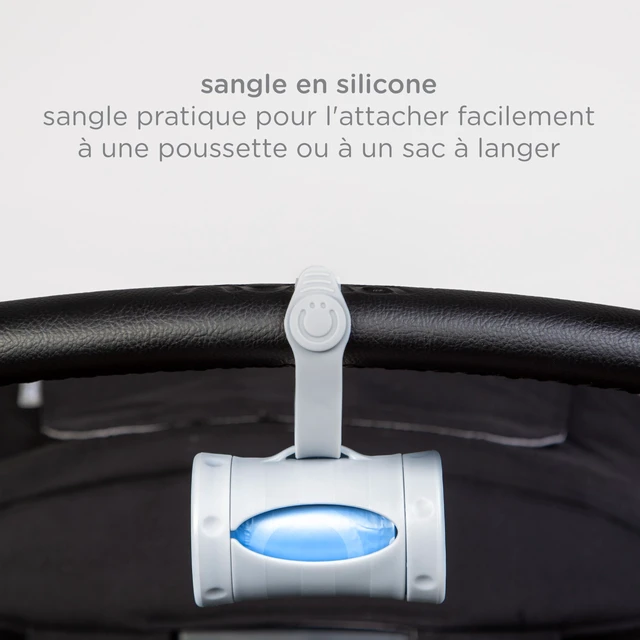 Alt view image 3 of 7 - Retractable Bag Dispenser for Diaper Bag, Gray | Portable Bag Holder for Travel, Clips to Stroller or Diaper Bag, Newborn Baby Essentials, Includes 24 Lavender Scented Bags