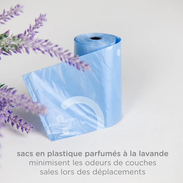 Alt view image 6 of 7 - Retractable Bag Dispenser for Diaper Bag, Gray | Portable Bag Holder for Travel, Clips to Stroller or Diaper Bag, Newborn Baby Essentials, Includes 24 Lavender Scented Bags