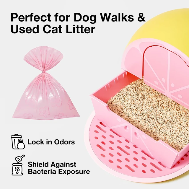 Alt view image 6 of 7 - Dog Poop Bag Dispenser with 105 Cherry Blossom Scented Bags | Leak Proof and Extra Thick Pet Waste Bags, 1 Poop Bag Holder and 7 Rolls for Dog Walking and Cats Litter