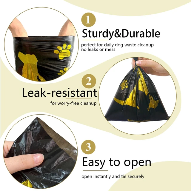 Alt view image 5 of 6 - Bone-Shaped Dog Poop Bag Holder for Leash |Dispenser with 15 Leak-Resistant Waste Bags & Carabiner ClipBlack