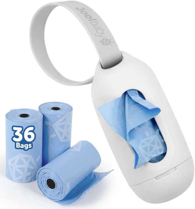 Main image of Disposable Diaper Bag Dispenser (Gray) + 3 Refill Rolls (Lavender-Scented) - Attaches to Stroller or Diaper Bag for On-the-Go Convenience